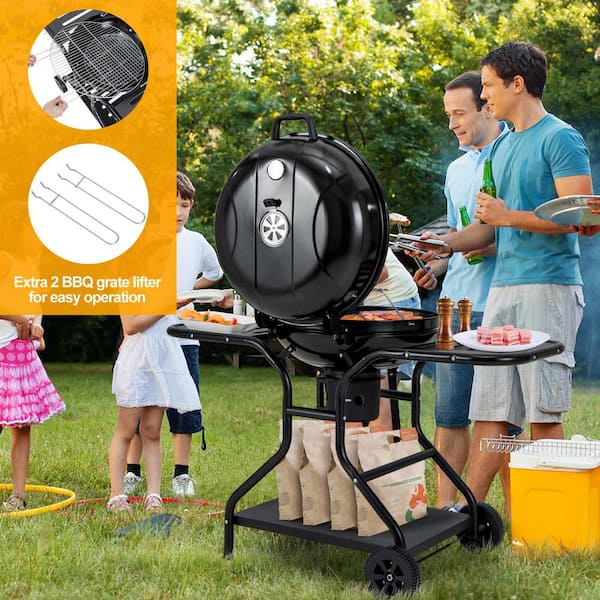 Costway 22 in. Charcoal Grill in Black with Built In Thermometer