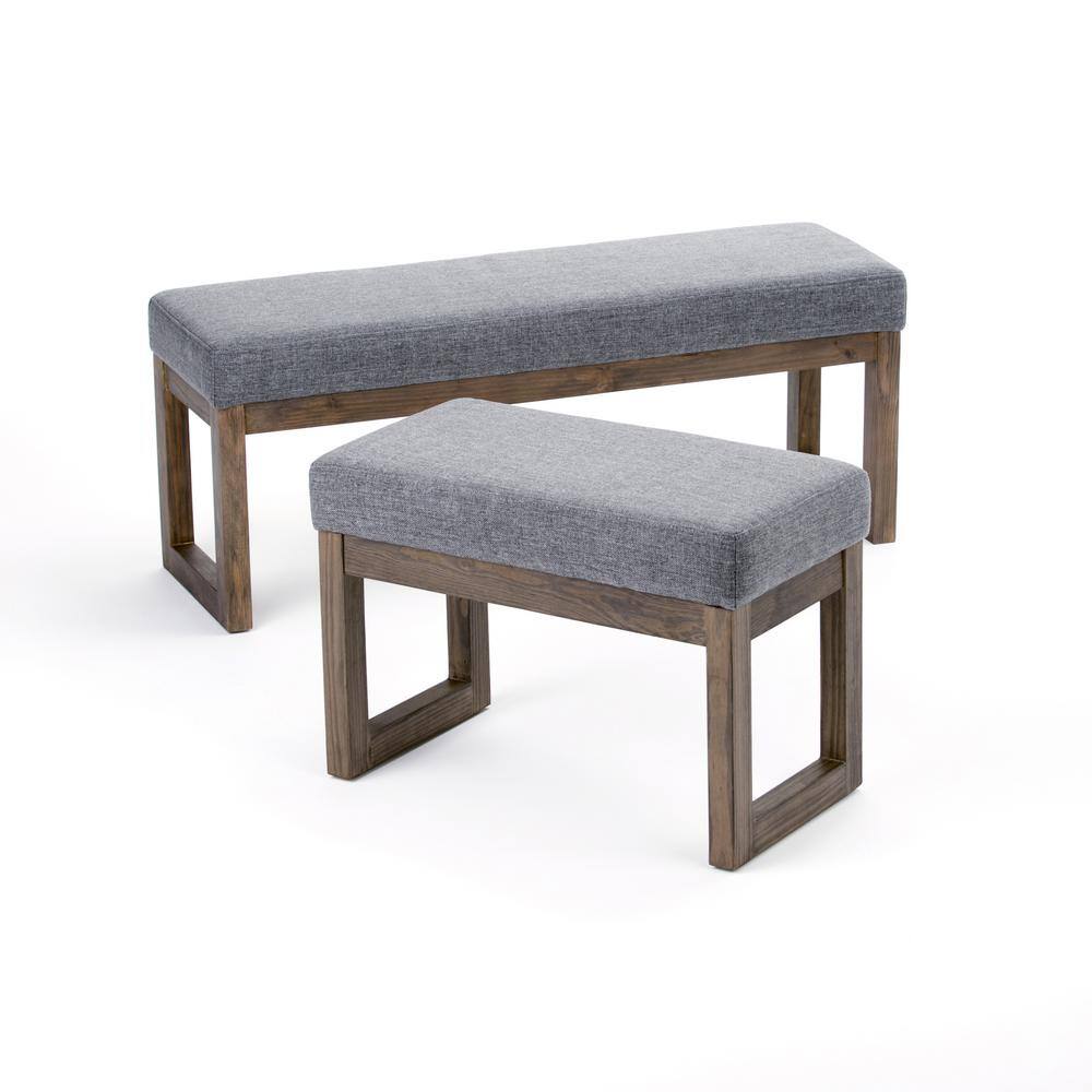 Milltown Gray Linen Upholstered Rectangular Footstool Bench