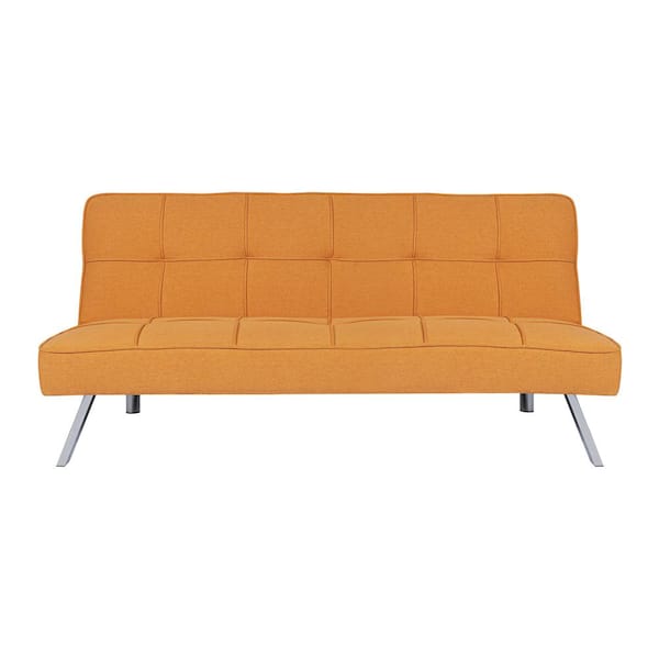 HOMESTOCK Tangerine Modern Futon Sofa Bed - Convertible Futon with Linen Fabric for Premium Comfort, Stylish & Durable.