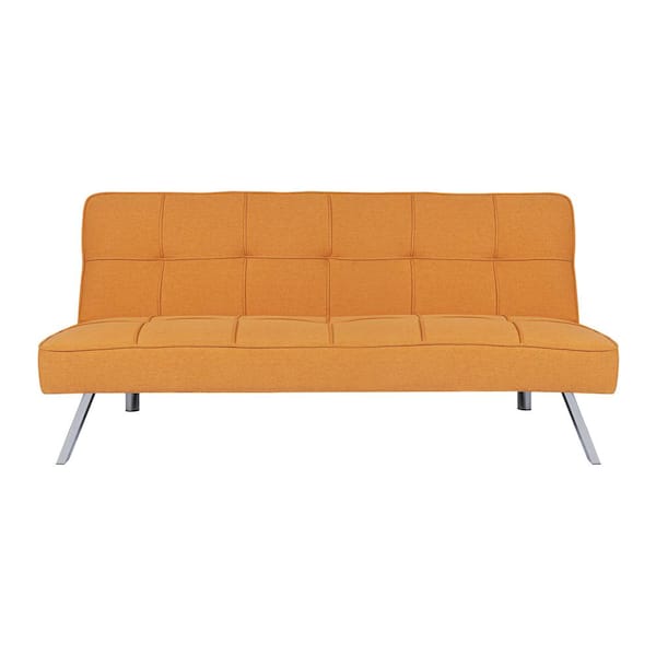 HOMESTOCK Tangerine Modern Futon Sofa Bed Convertible Futon with