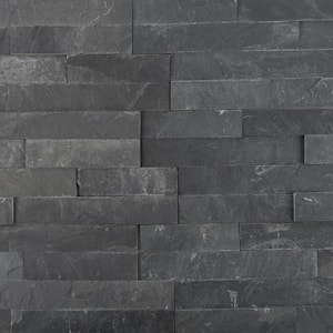 Premium Black Splitface Ledger Panel 6 in. x 25.5 in. Textured Quartz Stone Look Wall Tile (80 sq. ft./Pallet)