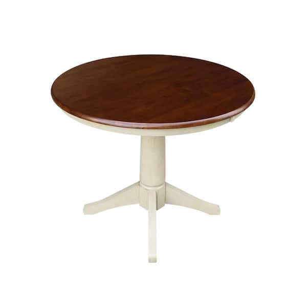 International Concepts Olivia 36 in. Almond and Espresso Round Dining Table