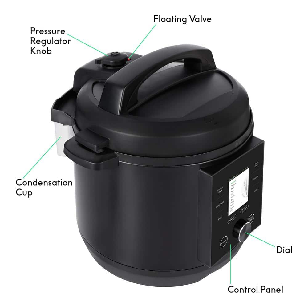 Chef iQ Black 6-Quart Smart Pressure Cooker with Built-in Scale