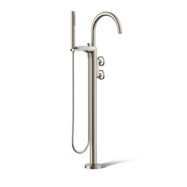 KOHLER Components Single-Handle Claw Foot Tub Faucet with Handshower in Vibrant Brushed Nickel