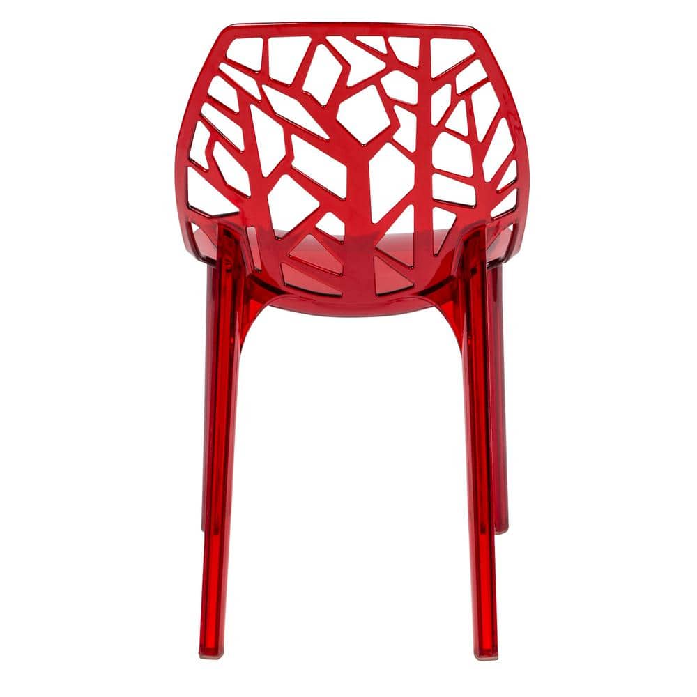 Elysian Grove Transparent Red Plastic Side Chair