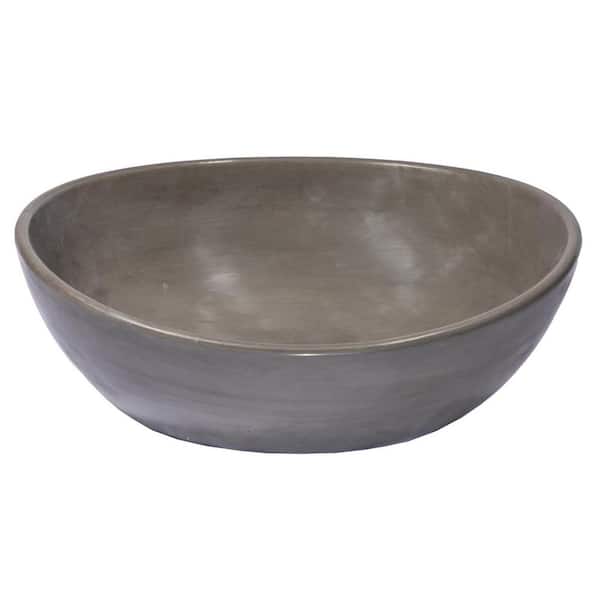 Eden Bath Dark Gray Concrete Oval Vessel Sink with Drain