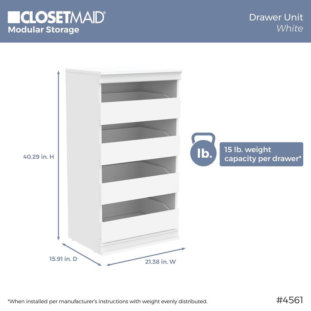 White Laminate 3-Shelf 4-Drawer Modular Closet System