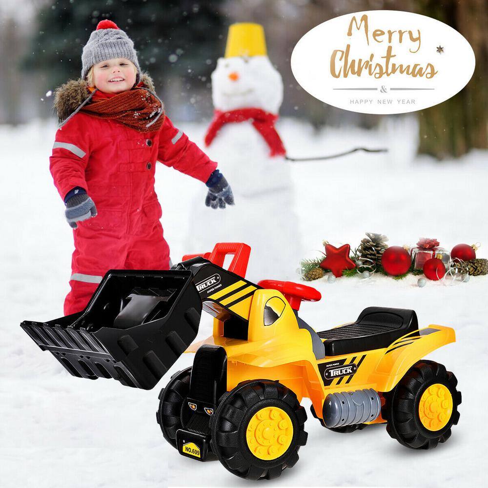 Yellow Plastic Kids Ride-On Excavator Truck with Storage
