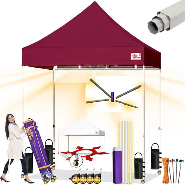 Tradesparker Commercial 5 ft. x 5 ft. Burgundy Pop Up Canopy Tent with Roller Bag