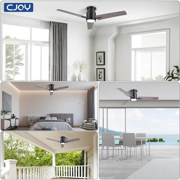 48 in. W 3-Blade Ceiling Fans in Black with Dimmable Tri-Color LED Lights and Remote, 6 Speeds Quiet Reversible DC