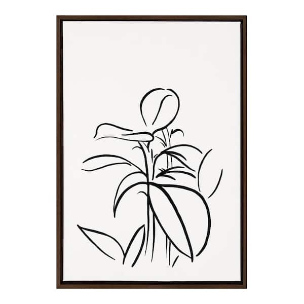 Kate and Laurel Sylvie Botanical Sketch Print No 1 1-Piece Brown Framed Canvas Art Print, 33.00 in. x 23.00 in .