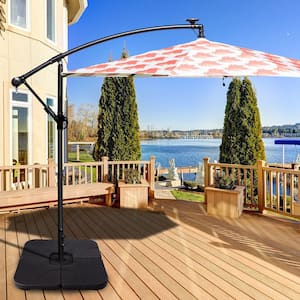 4-Piece Plastic Cantilever Offset Patio Umbrella Base Plate Set with Easy-Fill Spouts in Black