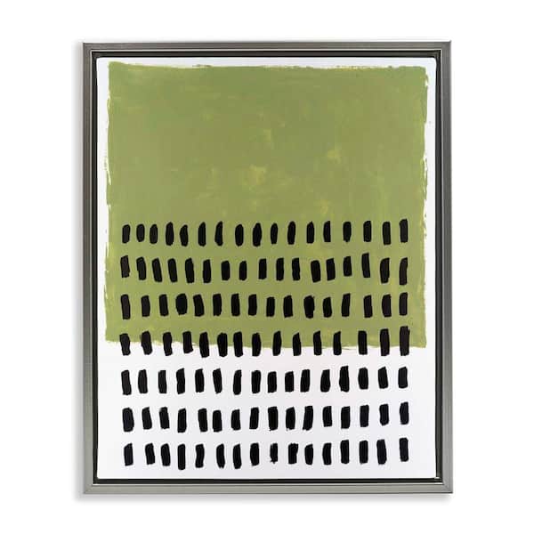 Stupell Industries Green Dotted Pattern by Michael Willett Gray Floater Frame Abstract Graphic Art Print 31 in. x 25 in.