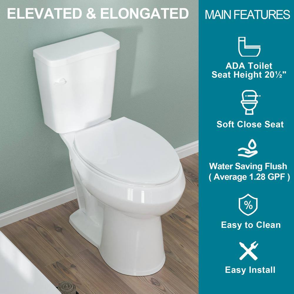 19" White Vitreous China Dual Flush Round Two-Piece Toilet