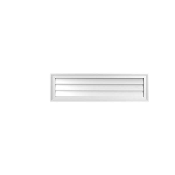 Ekena Millwork 42 in. x 12 in. Vertical Surface Mount PVC Gable Vent: Decorative with Brickmould Frame