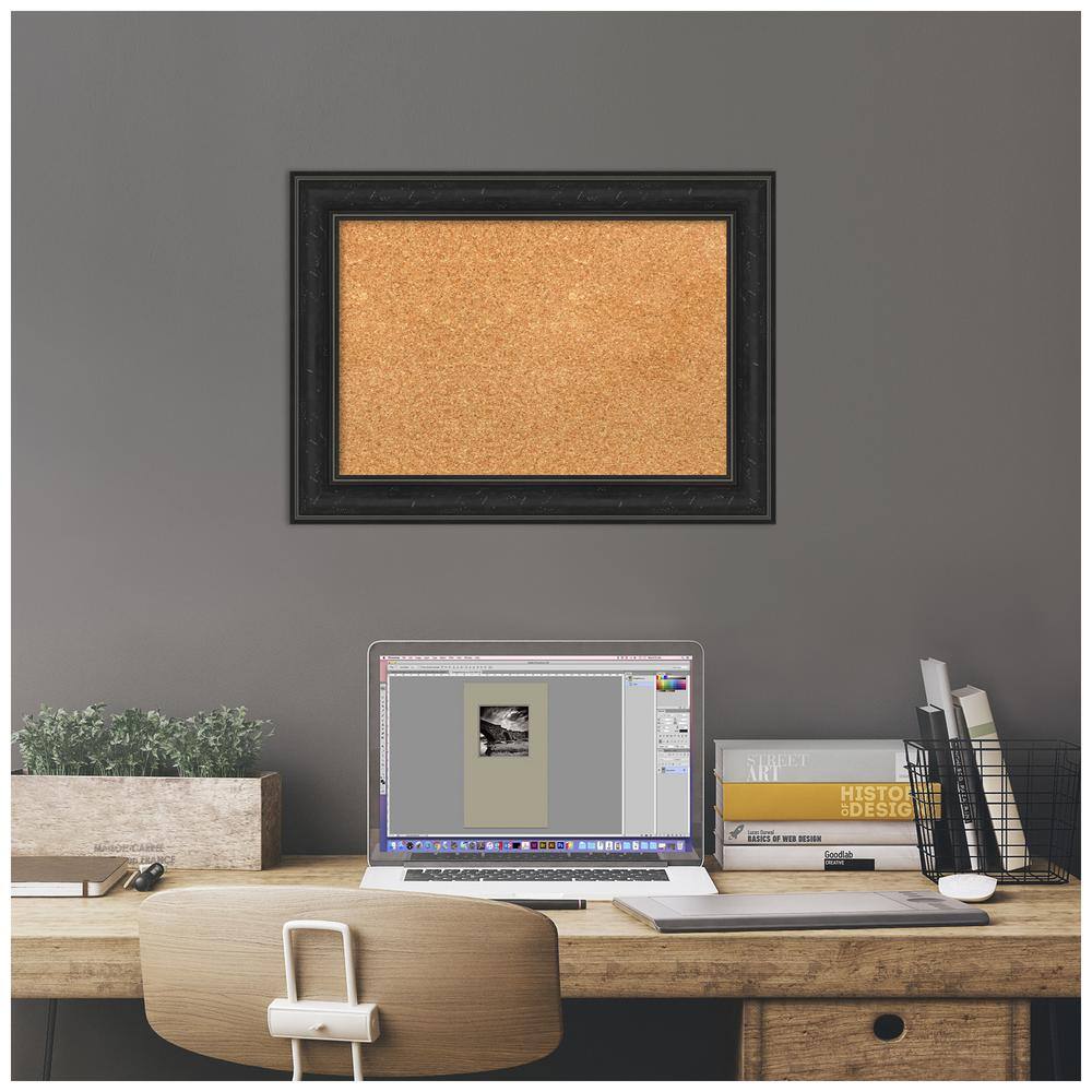 Shipwreck Black Narrow Framed Natural Cork Bulletin Board