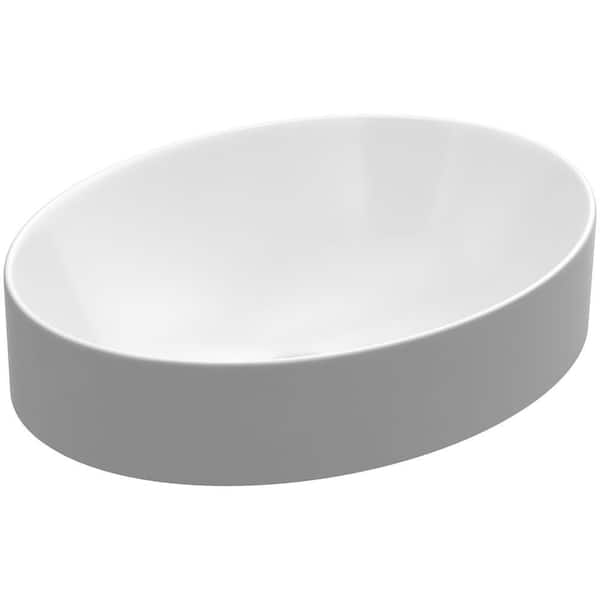 KOHLER Vox Oval Vitreous China Vessel Sink in White with Overflow Drain