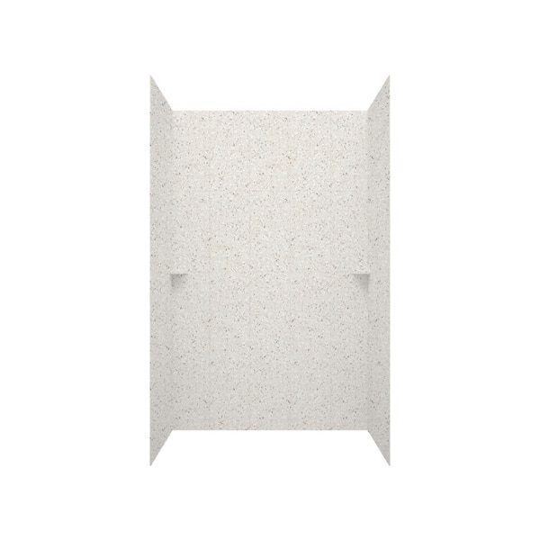 Swan Square Tile 36 in. x 36 in. x 96 in. 3-Piece Easy Up Adhesive Alcove Shower Surround in Bermuda Sand