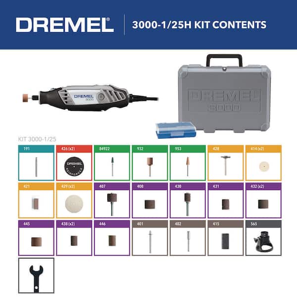 Dremel 3000-1/25 Corded Rotary Tool Kit, 1 attachment