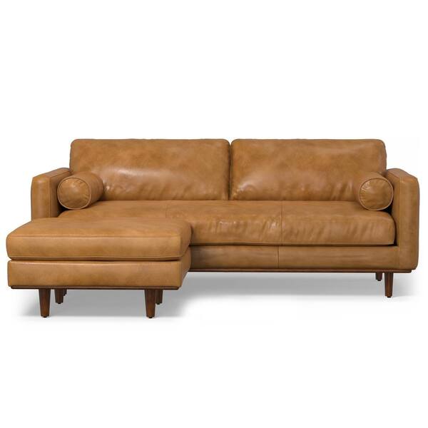 モリサン Simpli Home Morrison 89 inch in. Straight Arm Genuine Leather