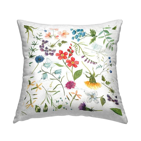 Stupell Industries Varied Botanicals Pattern Multi-Color Square Outdoor Throw Pillow