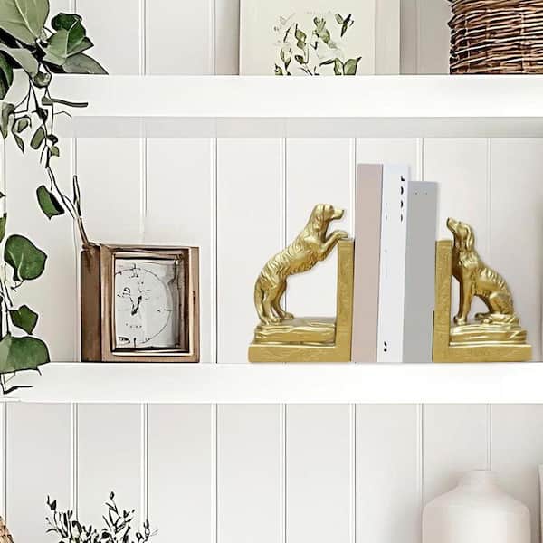 Vintage Gold Dog Resin Bookend 2 Pack HDFH5PSJMK - The Home Depot