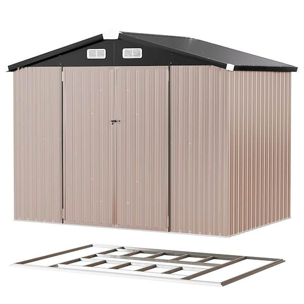 8 ft. W x 6 ft. D Metal Storage Shed with Metal Frame Floor, Lockable Door, and Vents (42 sq. ft. )