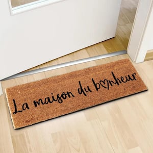 La Maison du Bonheur 30 in. x 10 in. Natural Sheltered Long Front Door Mat Coir Coco Fibers