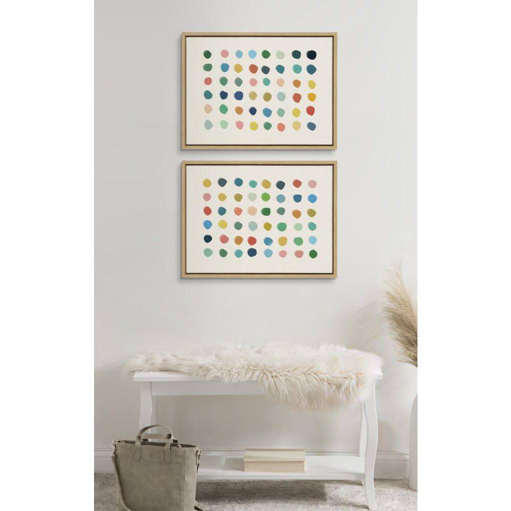 Colorful Abstract Polka Dot Framed Canvas Wall Art Set
