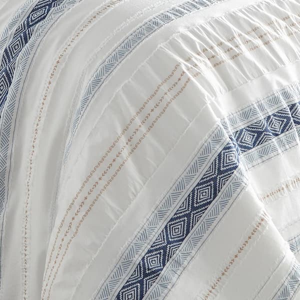 Pickford Blue Twin Comforter Set - Taupe, Blue & Cream - Levtex