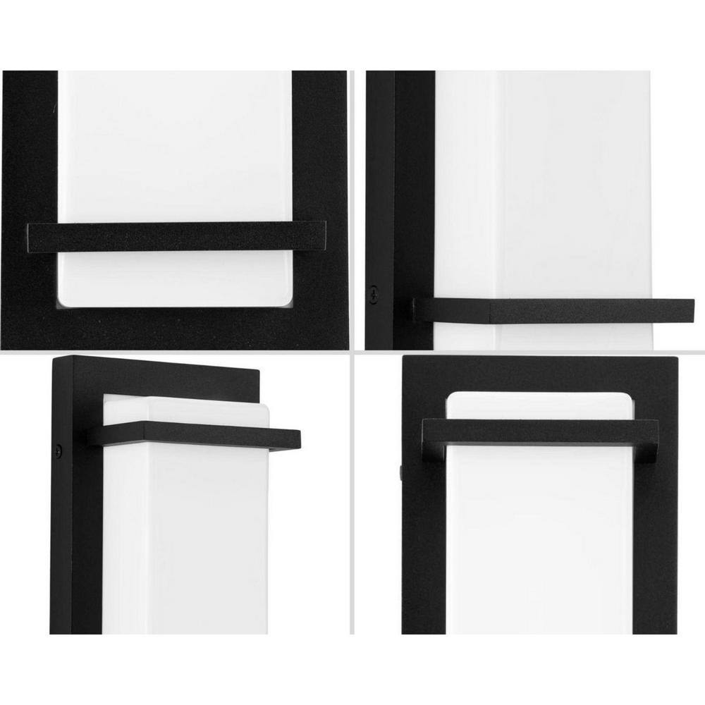 Black Aluminum LED Outdoor Wall Sconce with Acrylic Shade