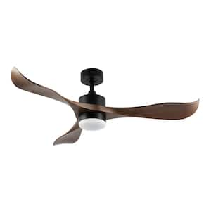 52 in. Modern Ceiling Fan with Lights and Remote Black Walnut Ceiling Fan