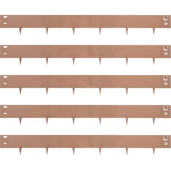 VEVOR 3 in. x 39 in. Steel Lawn Edging Garden Edging Border Landscaping Metal Edging Brown Lawn Edge for Yard (5-Pieces)
