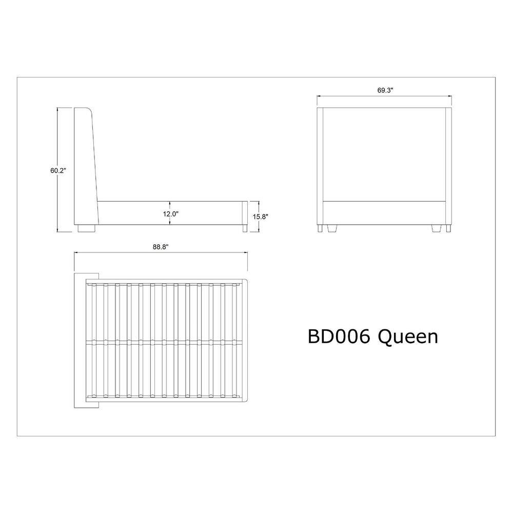 Queen Velvet Upholstered Wood Frame Bed with Slats