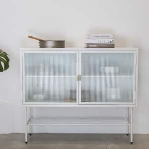 White Pantry Organizer with Detachable Wide Shelves, Simple Modern Sideboard Storage Cabinet