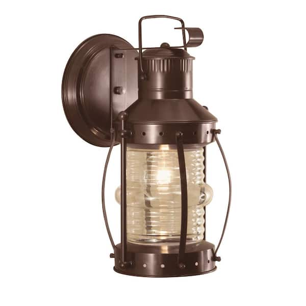 NORWELL Large Seafarer 1-Light Bronze Outdoor Post Lantern