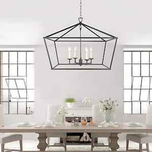 Sedley 4 Light Rustic Black Square Chandelier for Living Room with no Bulbs included