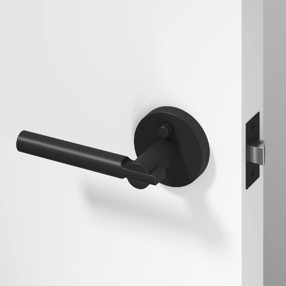 Terra Metal Matte Black Privacy Bed/Bath Round Door Handle with Push Button and Round Rosette price history on PriceWatchPro