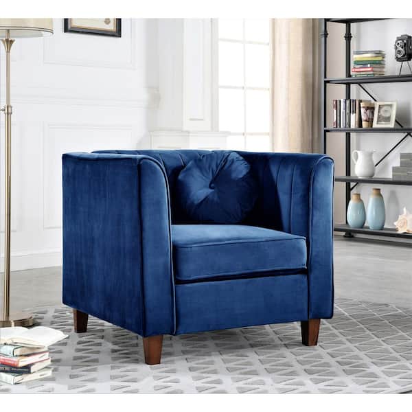 Lowery velvet Kitts Classic Dark Blue Chesterfield Chair