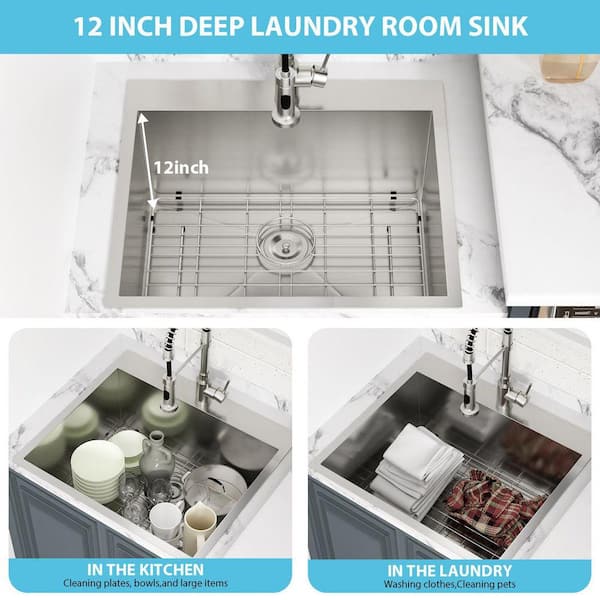 LORDEAR Kitchen 22 in. W x 22 in. D x 12 in. Drop-In Laundry