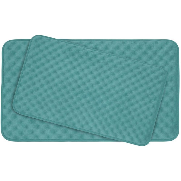 BounceComfort Massage Marine Blue Memory Foam 2-Piece Bath Mat Set