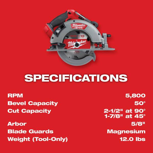 Milwaukee - M18 FUEL 18-Volt Lithium-Ion Brushless Cordless 7-1/4 in. Circular Saw Kit with One 6.0Ah Battery, Charger, Case