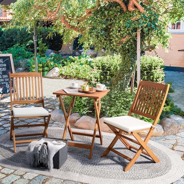 Chillrest 3-Piece Acacia Wood Folding Patio Bistro Set