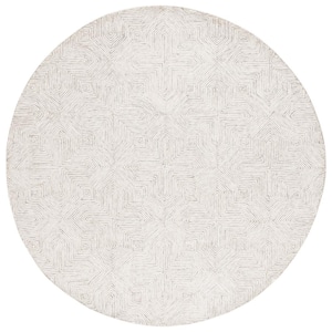 Abstract Gray/Ivory 6 ft. x 6 ft. Chevron Medallion Round Area Rug