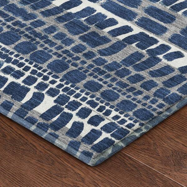 Mayfield Premium Machine Washable Abstract AMF2540 Navy 3 ft. x 5 ft. Area Rug
