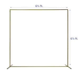 6.6 ft. x 6.6 ft. Wedding Arch Square Backdrop Frame, Floral Decoration Arbor Stand, Balloon Trellis (Gold)