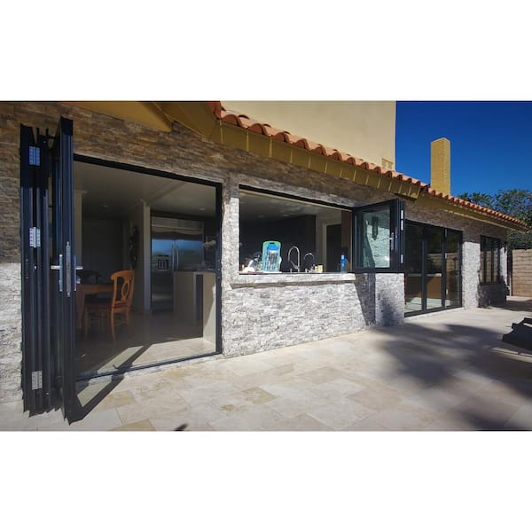 Eris 120 in. x 96 in. Left Opening/Outswing Black Aluminum Folding Patio door Eris 120 in. x 96 in. Left Opening/Outswing Black Aluminum Folding Patio door