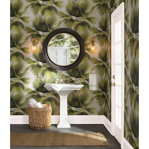 Endless Summer Green Palm Paper Strippable Roll Wallpaper (Covers 60.8 sq. ft.)