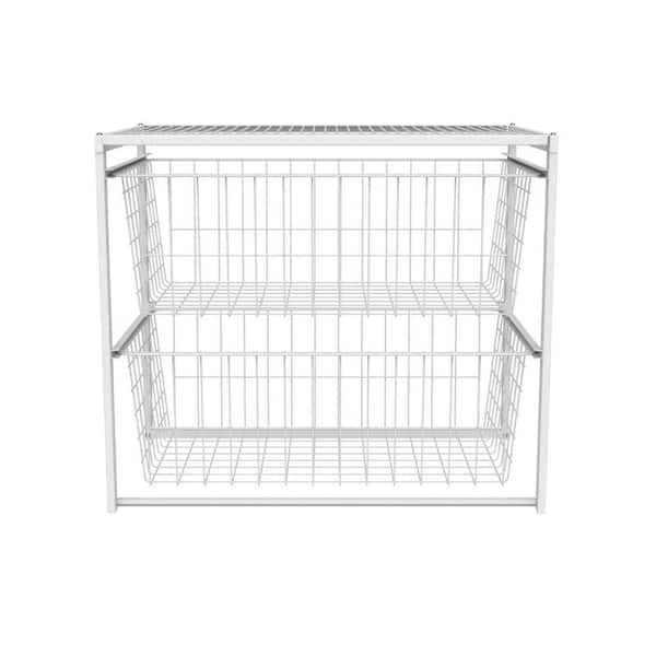 ClosetMaid 18.54 in. H x 21.75 in. W White Steel 2-Drawer Close Mesh Wire Basket