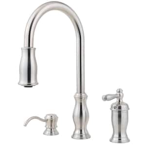 Hanover Single-Handle Pull-Down Sprayer Kitchen Faucet in Stainless Steel